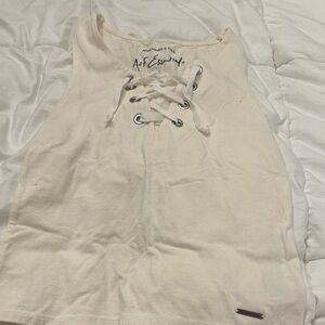Abercrombie & Fitch Cream Lace-Up Tank